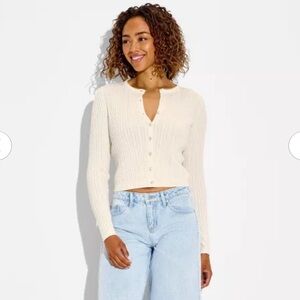 Wild Fable Women’s Cream Cable-Knit Button-Front Cardigan Size M